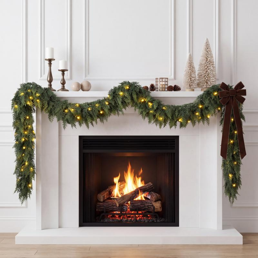Real Touch Pre-Lit Cedar Garland