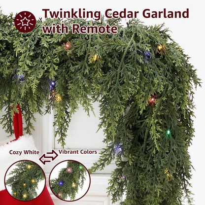 Real Touch Pre-Lit Cedar Garland