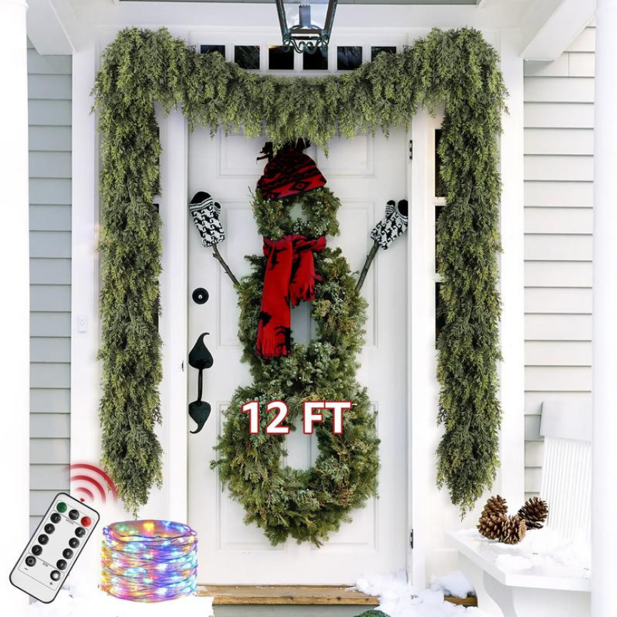 Real Touch Pre-Lit Cedar Garland