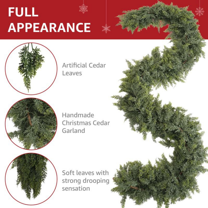 Real Touch Pre-Lit Cedar Garland